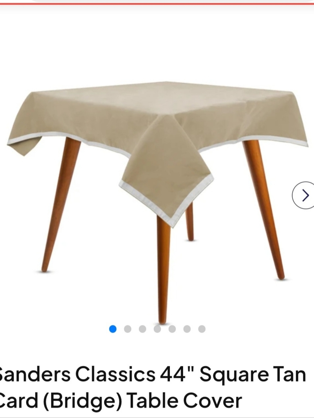 NWT Sanders Classics New 44” Square Card Table Cloth Cover Taupe Beige  USA